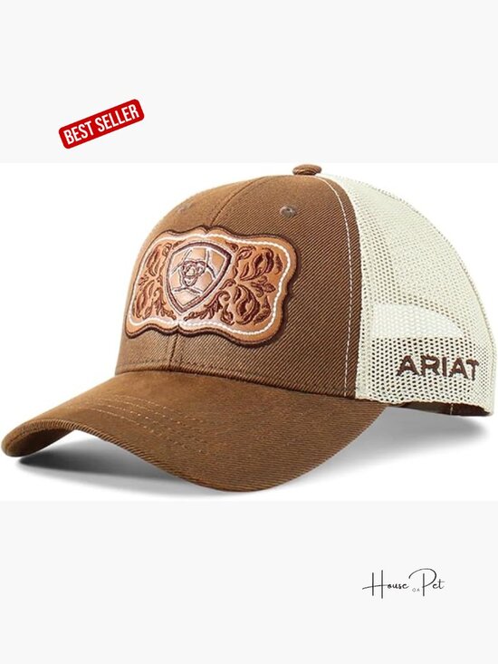 Trucker Cap with Leather Floral Patch Snapback Closure